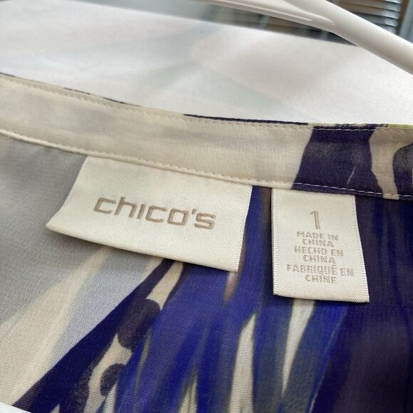 Chico's Women's‎ Swirls Apryl Shirt Size 1 Medium Flowy Oversized Art To Wear - Picture 10 of 12